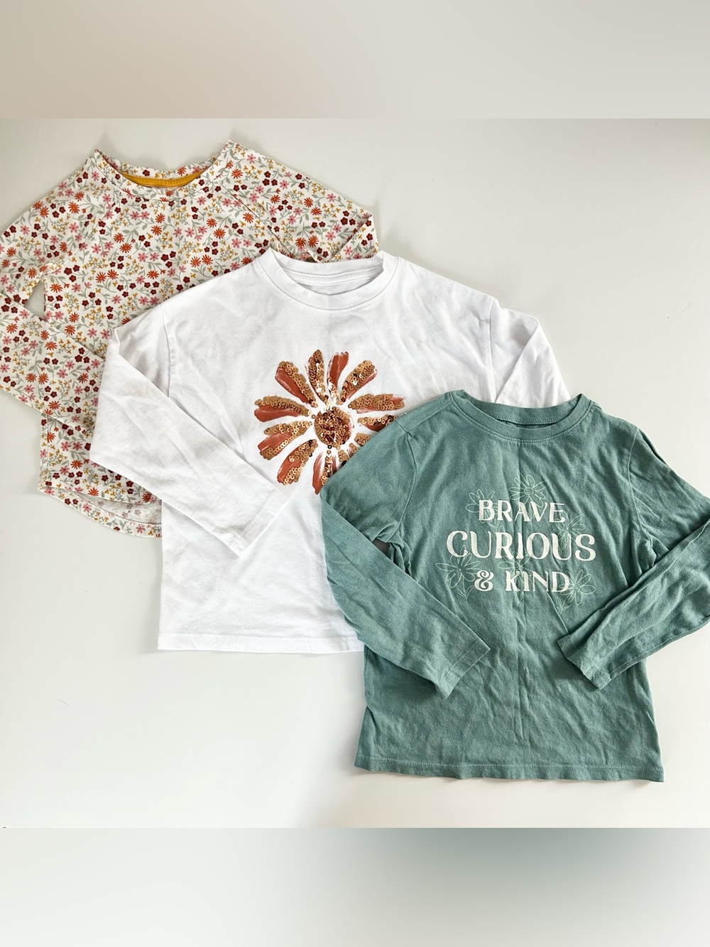 Girls Flower Power Custom Variety Pack Long Sleeve Shirt Bundle